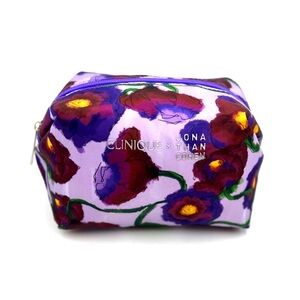 CLINIQUE x JonaThan Cohen Purple Floral Cosmetic Bag -
6" × 4" x 3.5" NEW!
